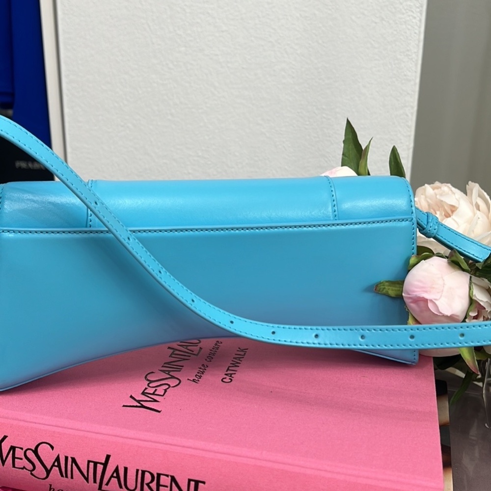 Balenciaga Blue Hourglass Leather Shoulder Bag - Picture 6 of 10